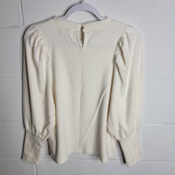 Madewell Brushed Puff Sleeve Top Ivory Small NG574 Classic Quiet Luxury Staple - Picture 3 of 8
